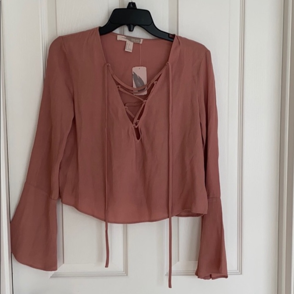 Pink cross neck blouse